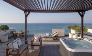 Suite, terrasse, vue sur l’océan | Draps en coton égyptien, literie de qualité