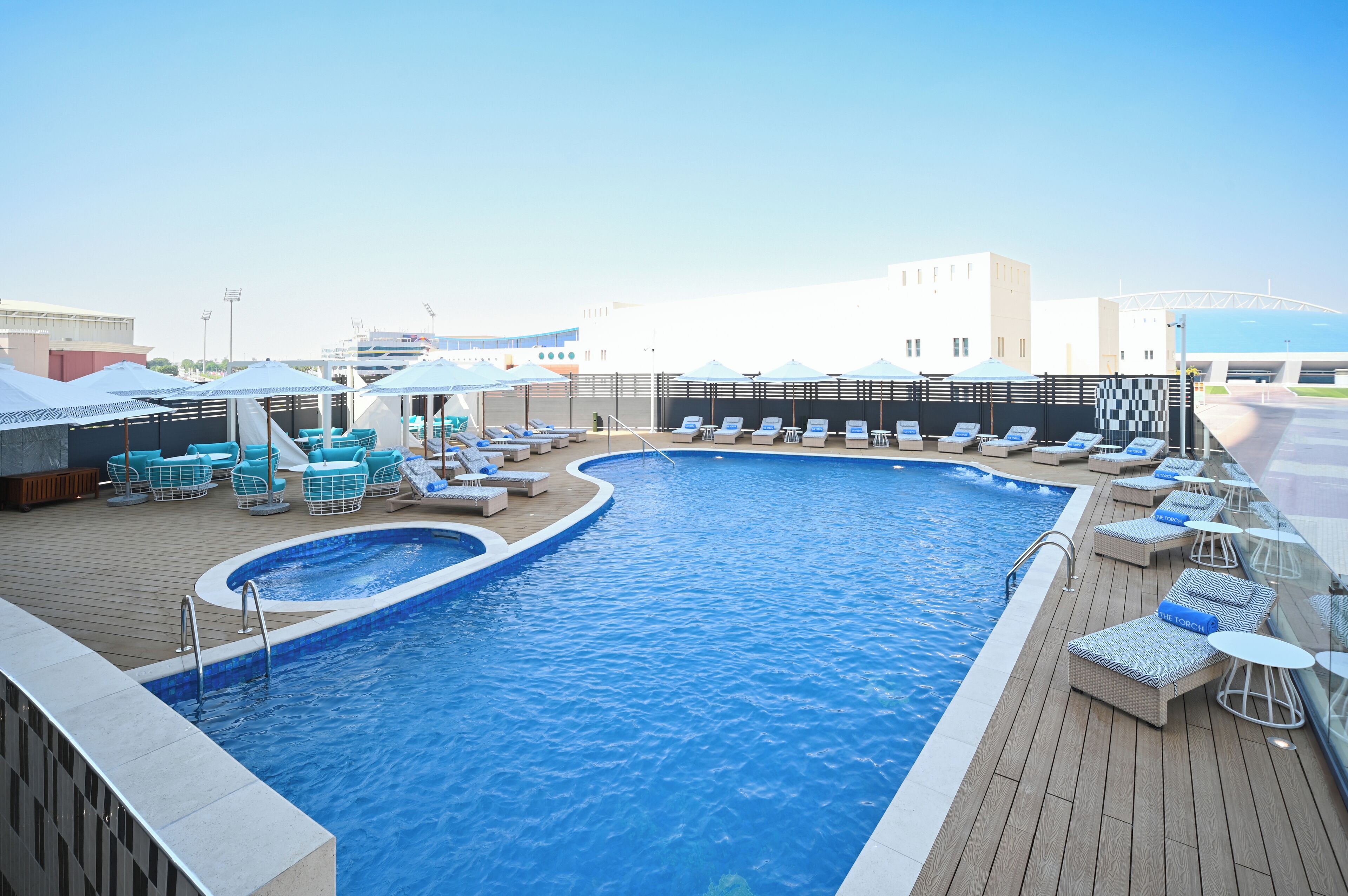 2 outdoor pools, lifeguards on site