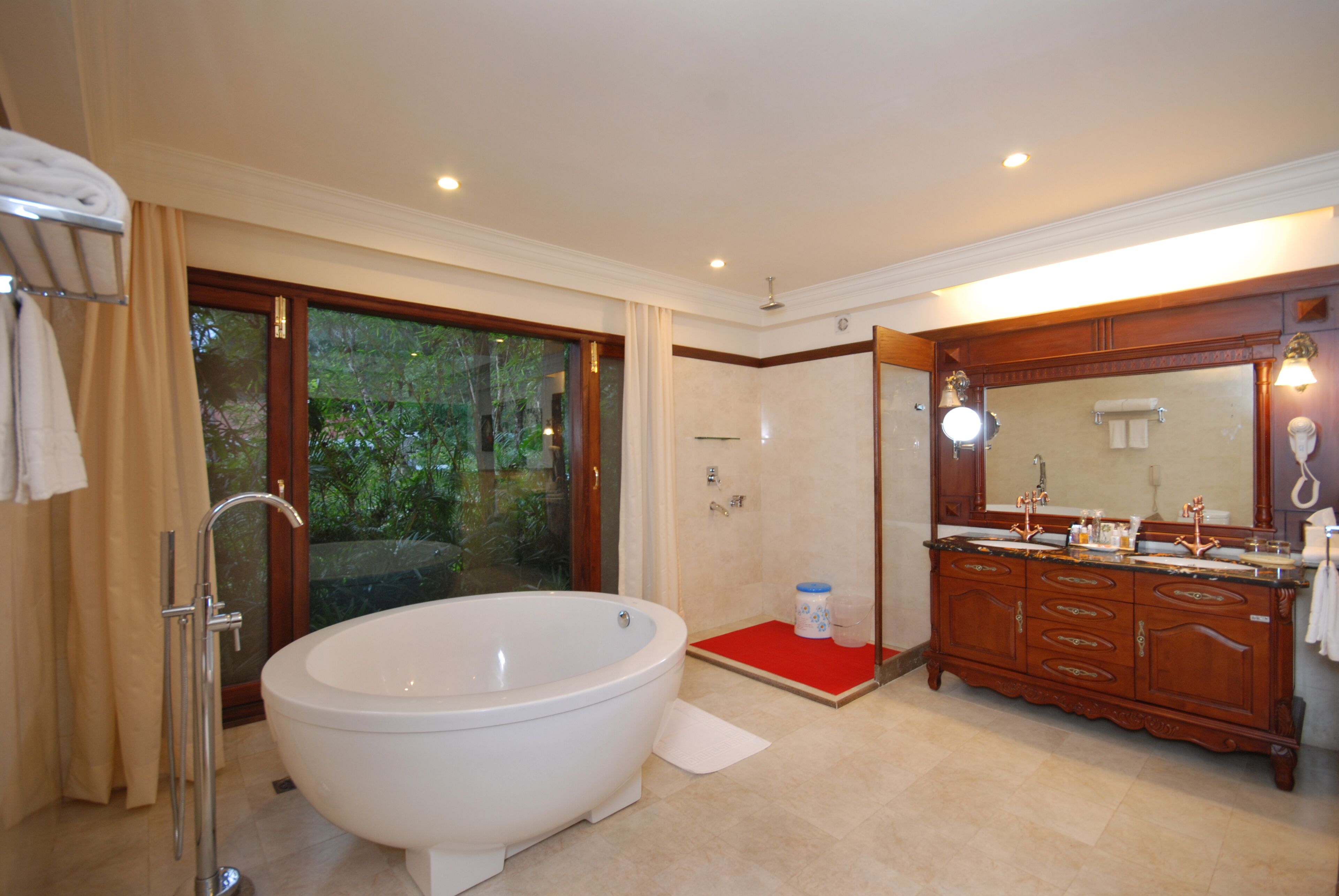 crown villa | bathroom | shower, hair dryer, bathrobes, slippers