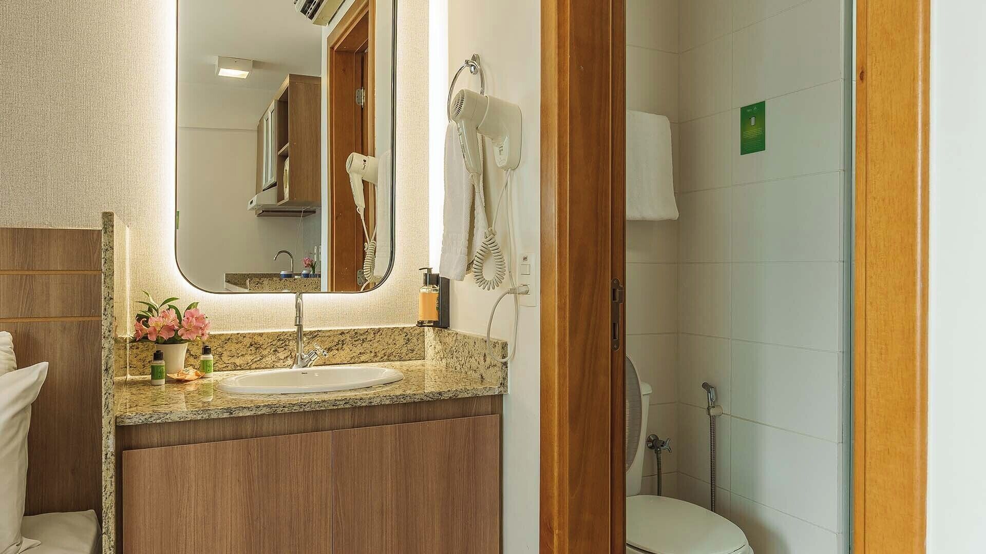 superior twin room | bathroom | shower, free toiletries, hair dryer, towels