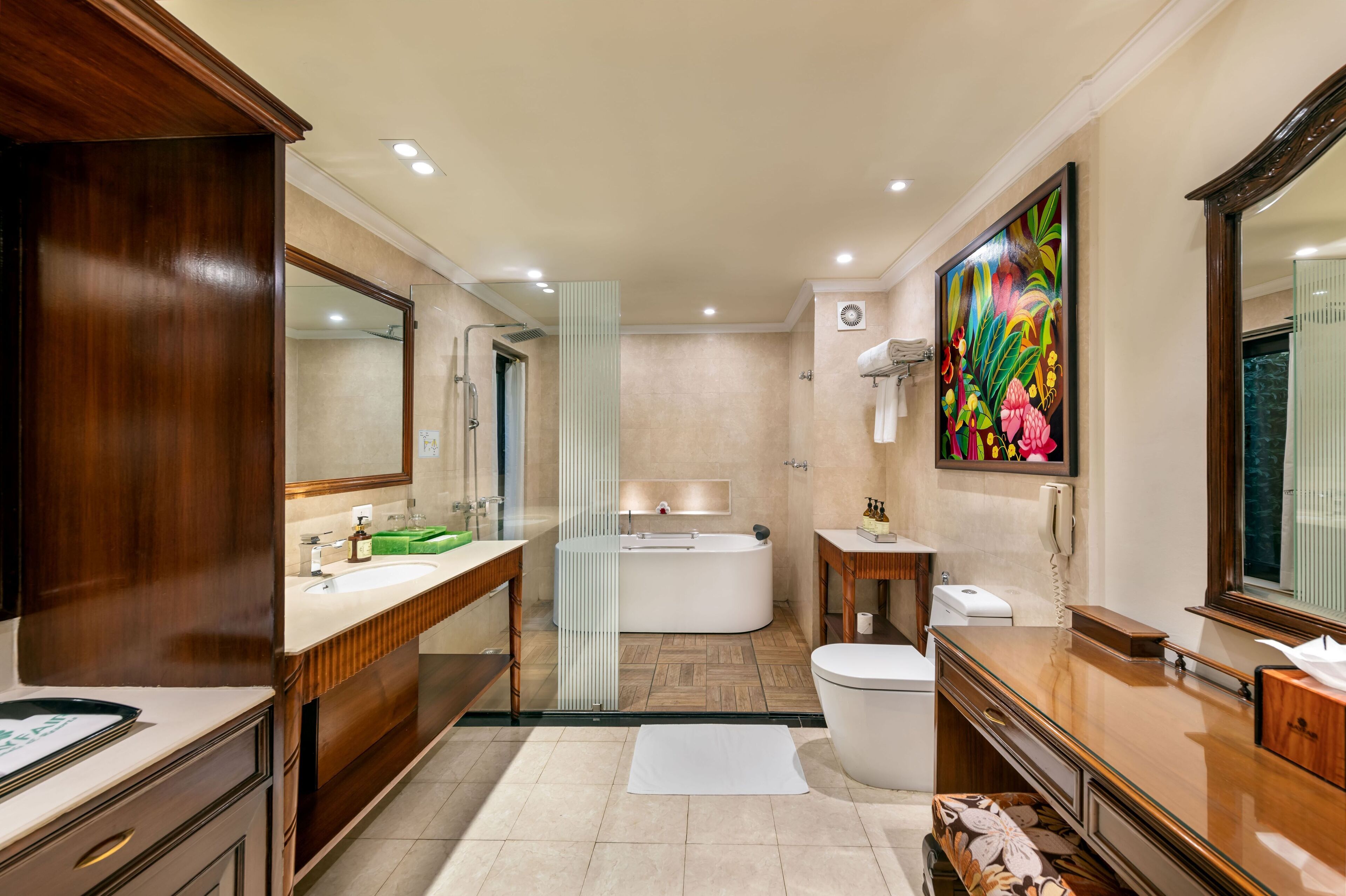 shower, free toiletries, hair dryer, slippers