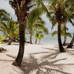 On the beach, white sand, snorkeling