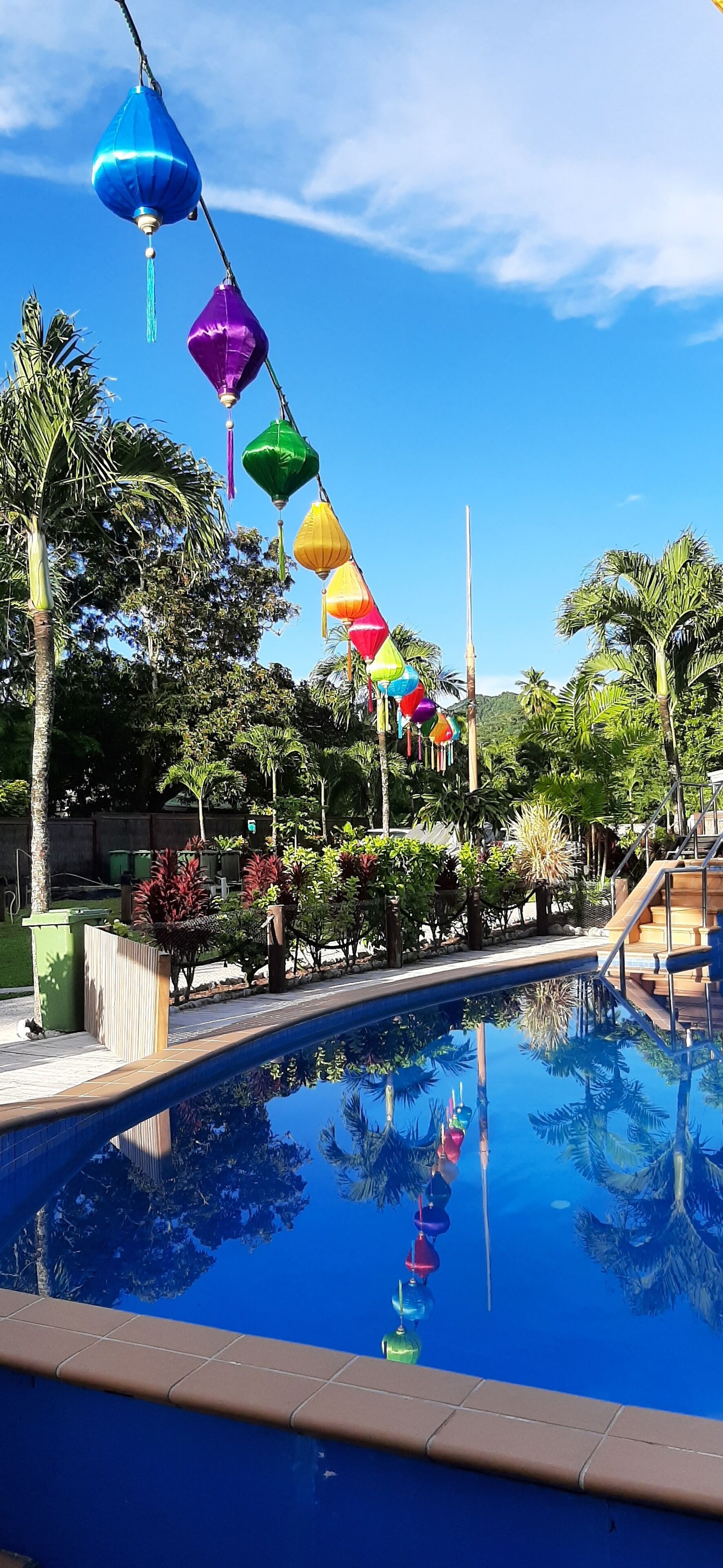 Outdoor pool, pool umbrellas