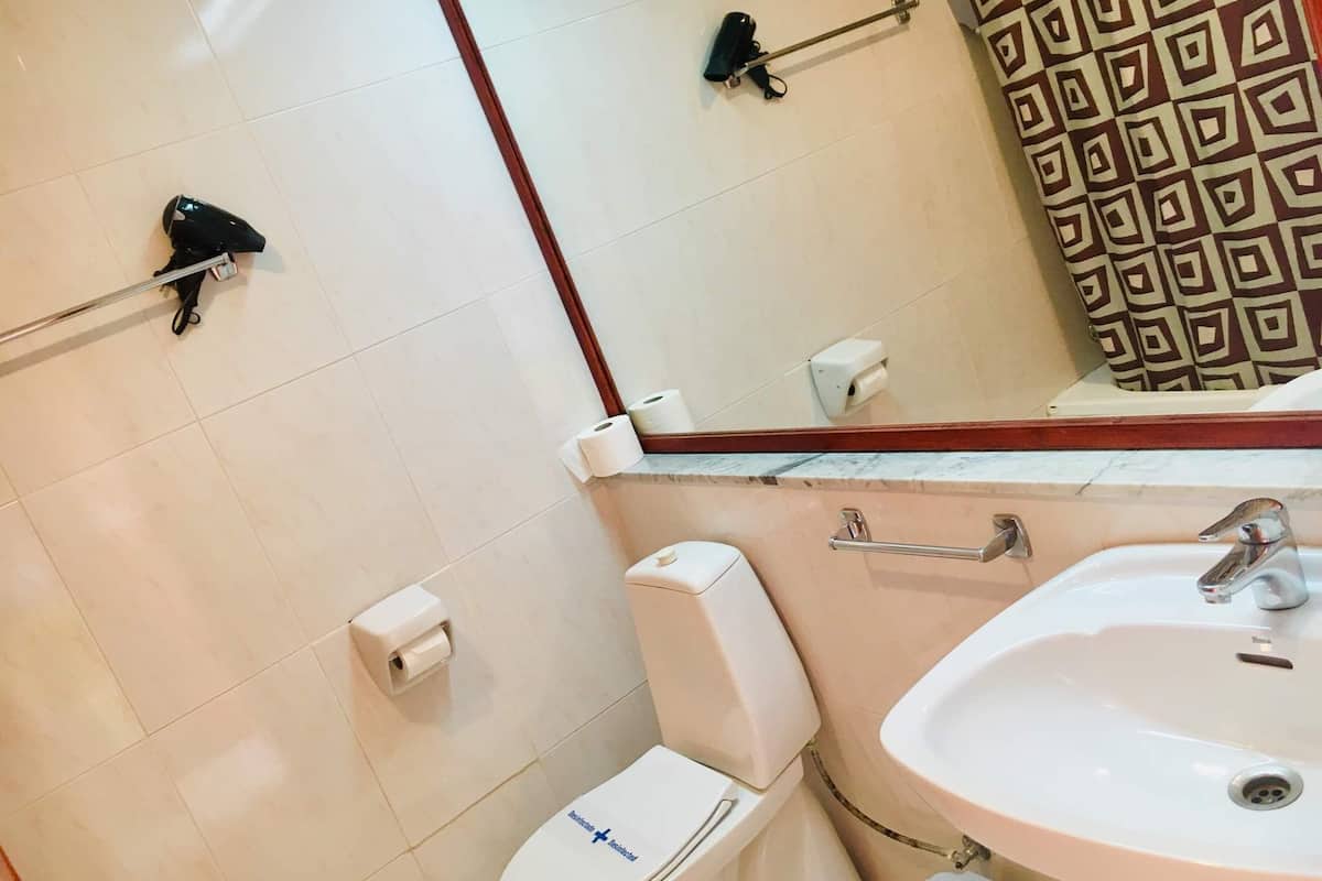 double or twin room | bathroom | bathtub, hair dryer, towels, soap