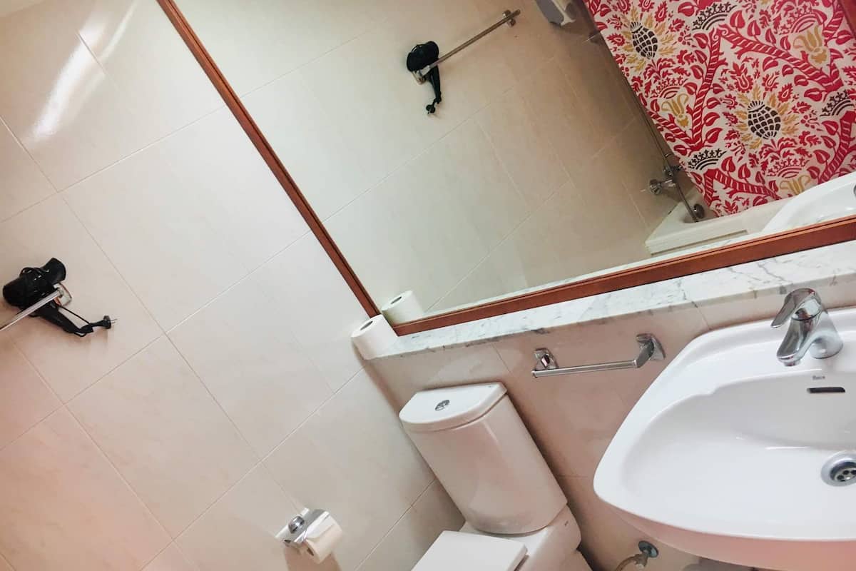 double or twin room | bathroom | bathtub, hair dryer, towels, soap