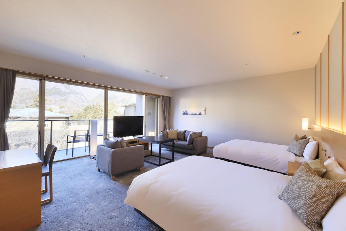 western-style room with indoor hot spring bath and garden view (2 persons max.), non smoking | free minibar, in-room safe, iron/ironing board, free wifi