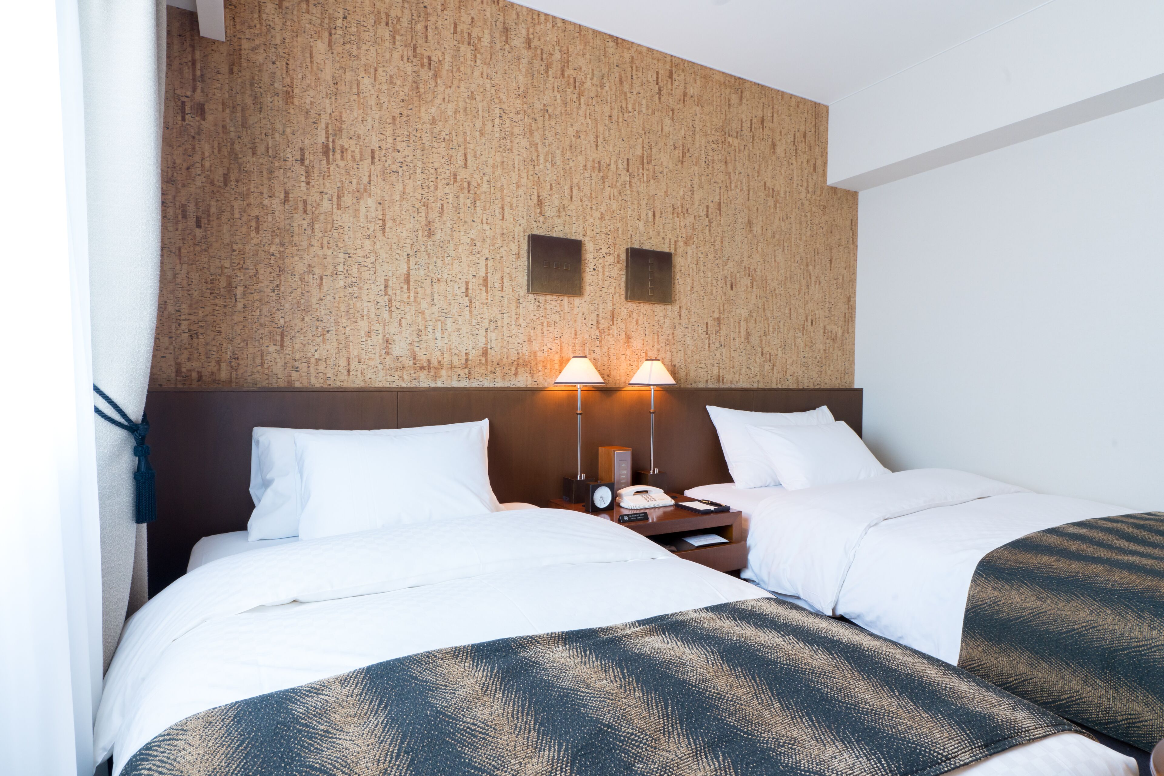 standard twin room (2 semi double beds) | down duvets, desk, blackout curtains, iron/ironing board