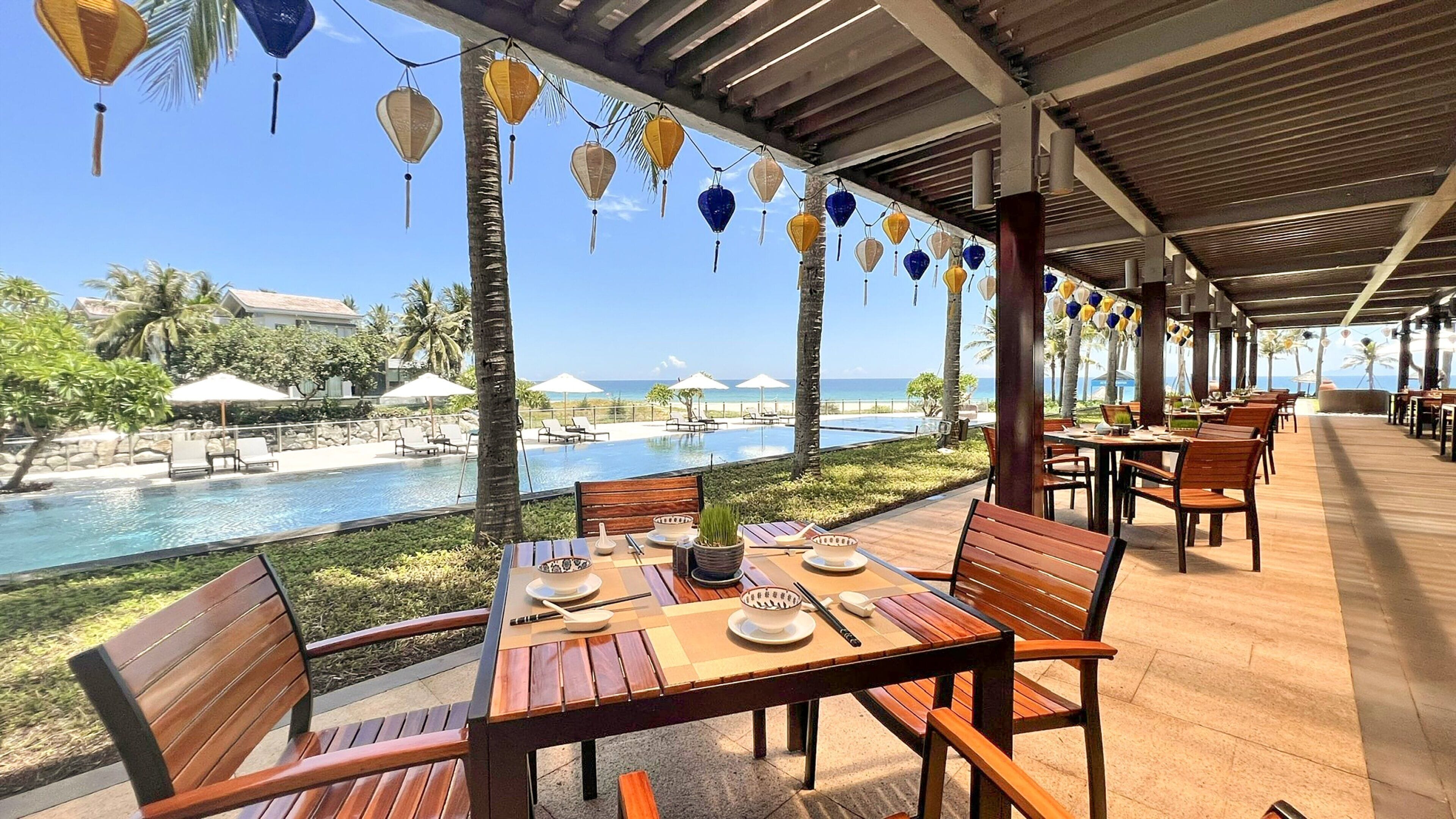 breakfast, lunch, dinner served; beach views