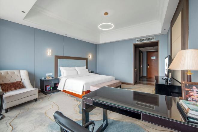 Desk, blackout curtains, iron/ironing board, free cots/infant beds