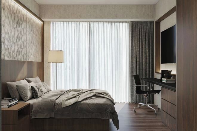 Minibar, két bảo mật tại phòng, bàn 