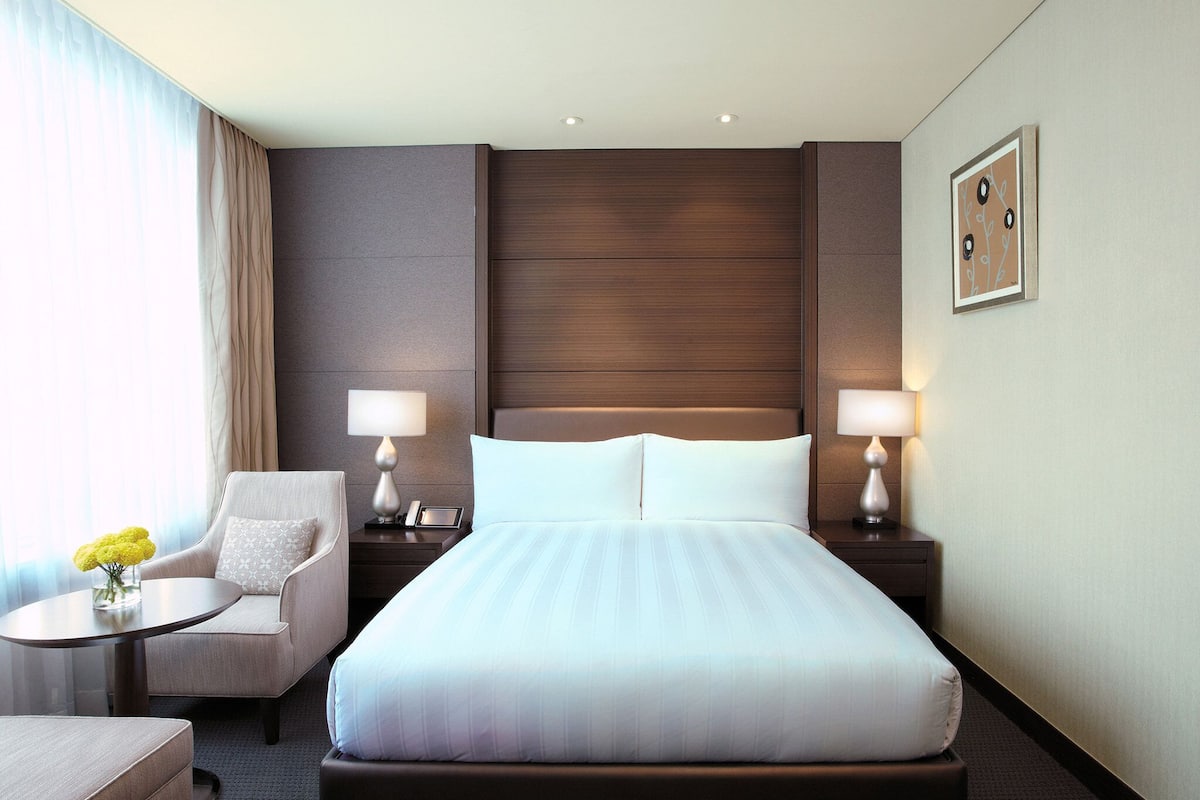Down duvets, memory-foam beds, in-room safe, desk