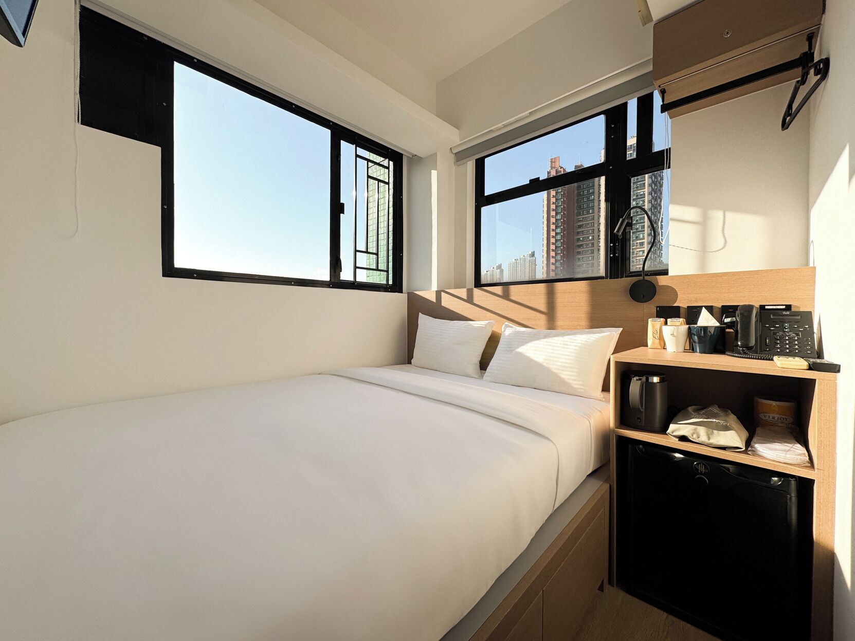 Desk, blackout curtains, free WiFi, bed sheets