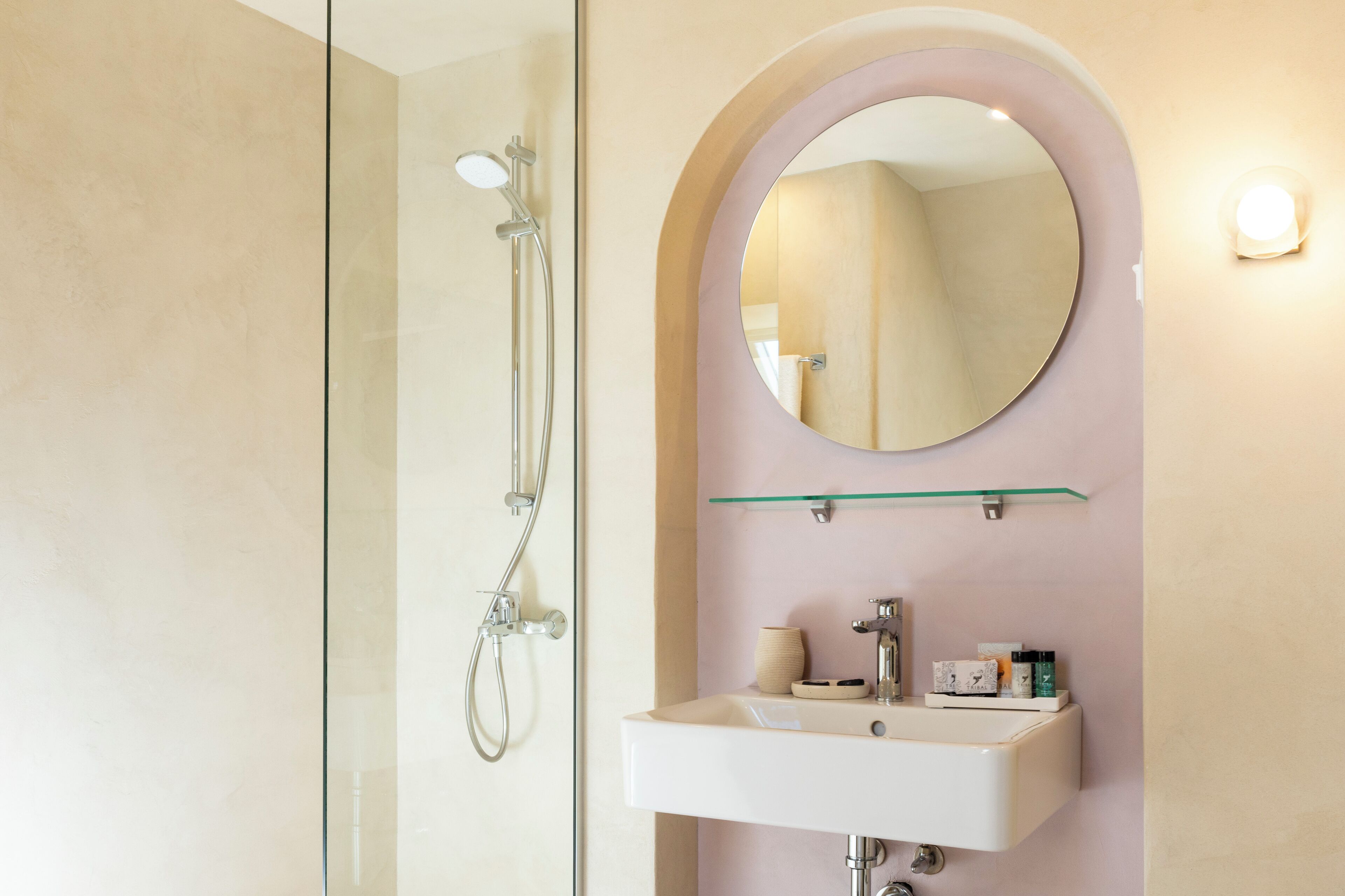 luxury apartment | bathroom | shower, designer toiletries, hair dryer, towels