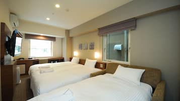 Desk, blackout drapes, soundproofing, iron/ironing board