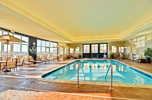 Indoor pool, open 8:00 AM to 10:00 PM, sun loungers