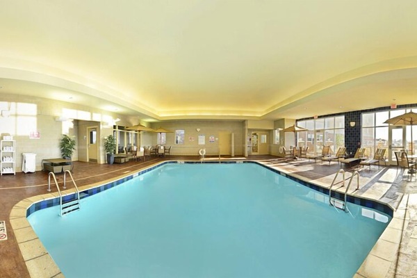 Indoor pool, open 8:00 AM to 10:00 PM, sun loungers