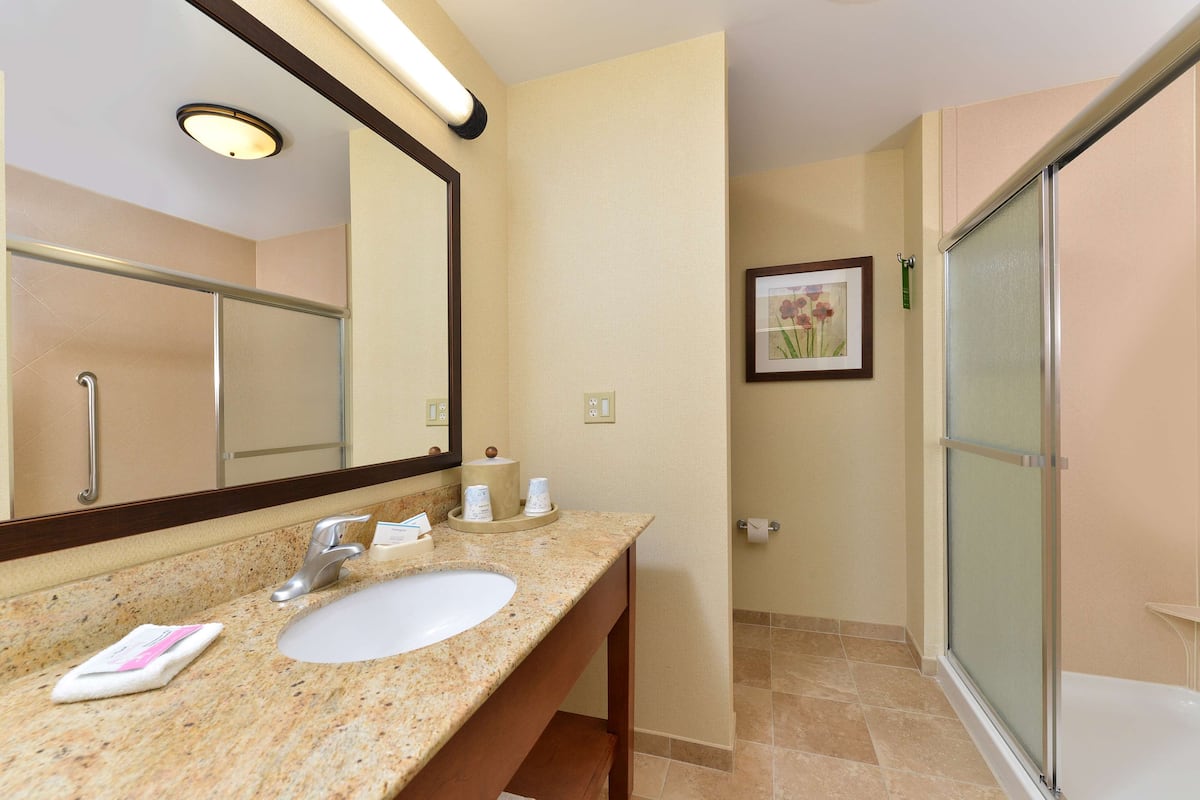 free toiletries, hair dryer, towels