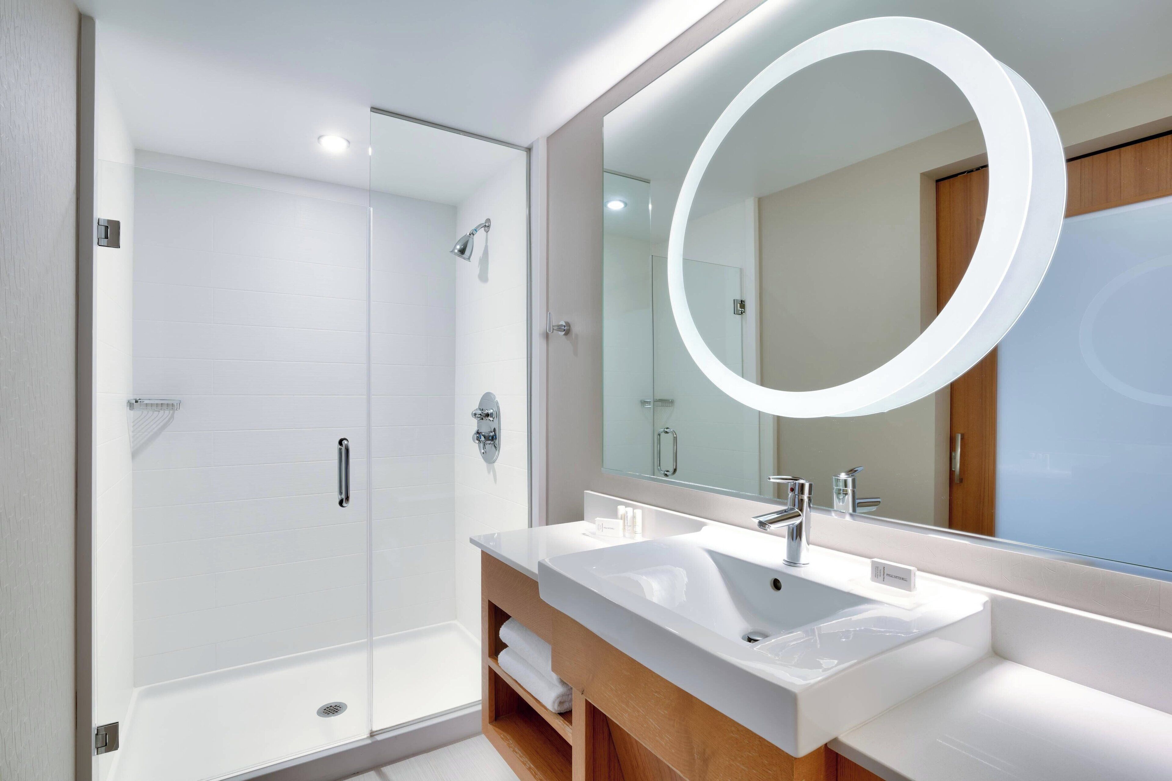 combined shower/bathtub, free toiletries, hair dryer, towels