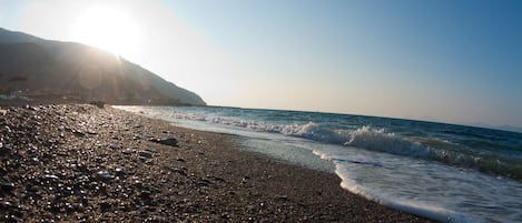 Private beach, sun-loungers, beach umbrellas