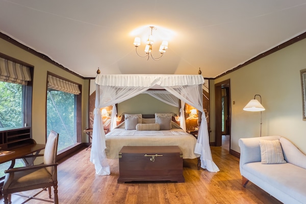 Tienda de campaña Deluxe | Caja de seguridad en la habitación, escritorio y wifi gratis