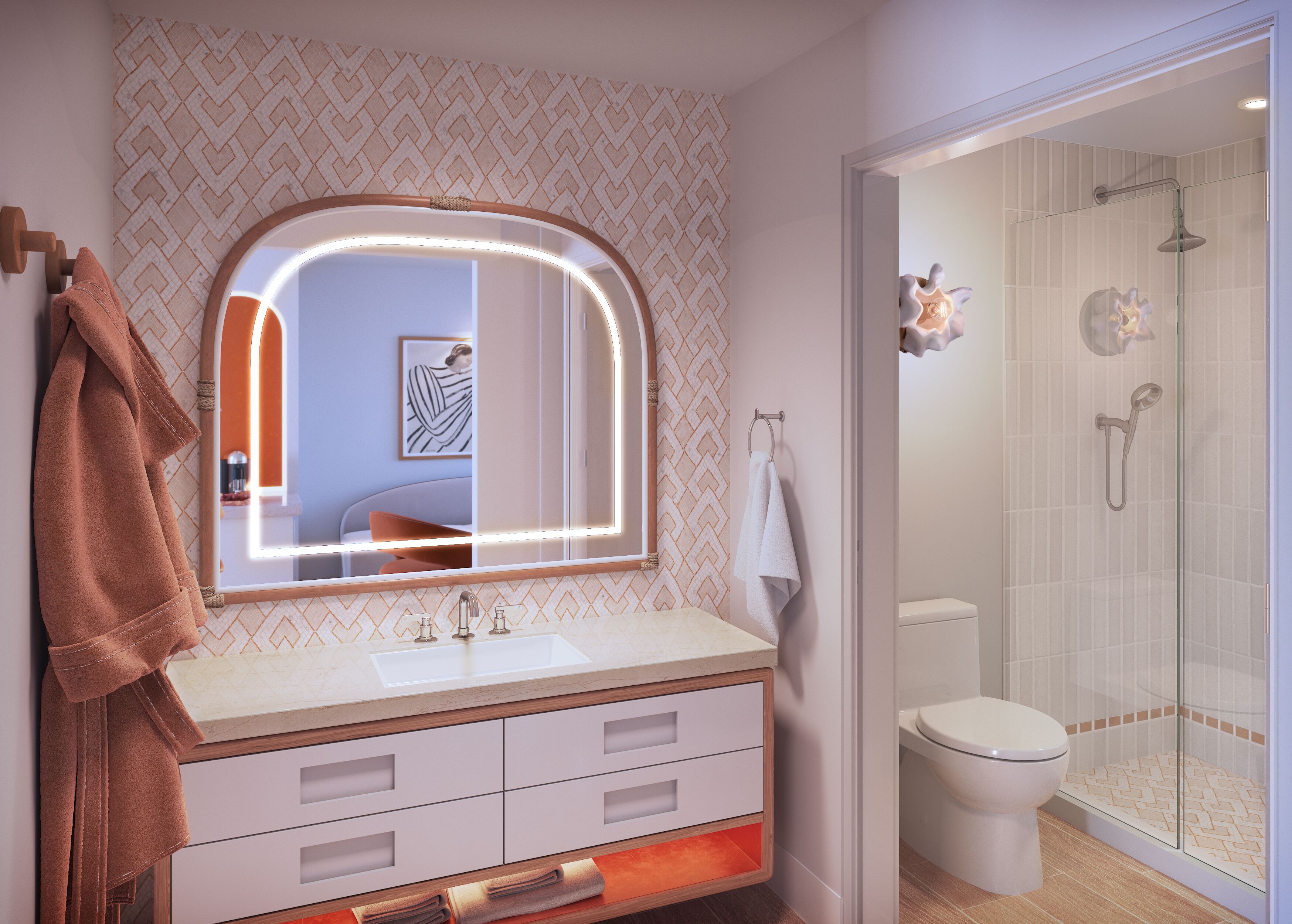 Een douche, een regendouche, gratis toiletartikelen, een haardroger