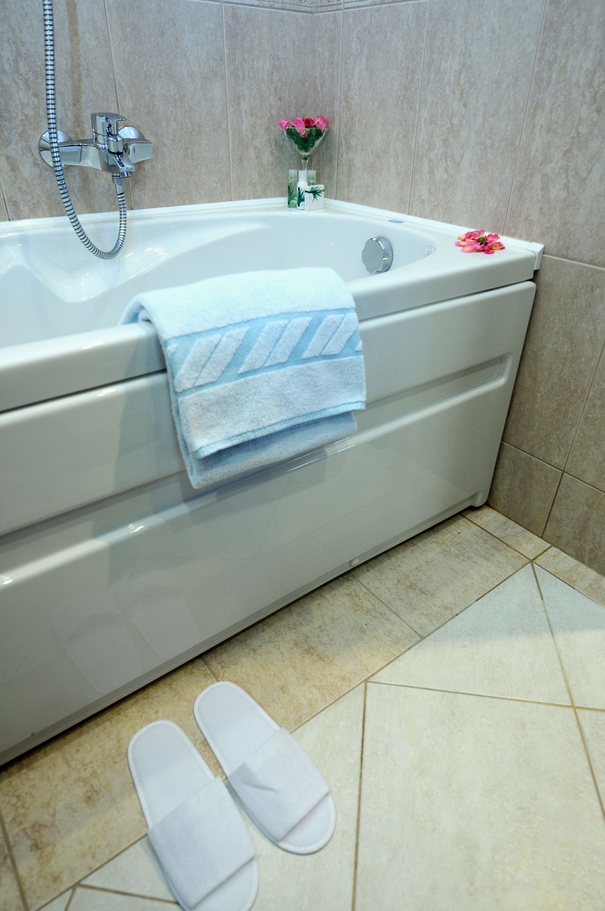 free toiletries, hair dryer, towels