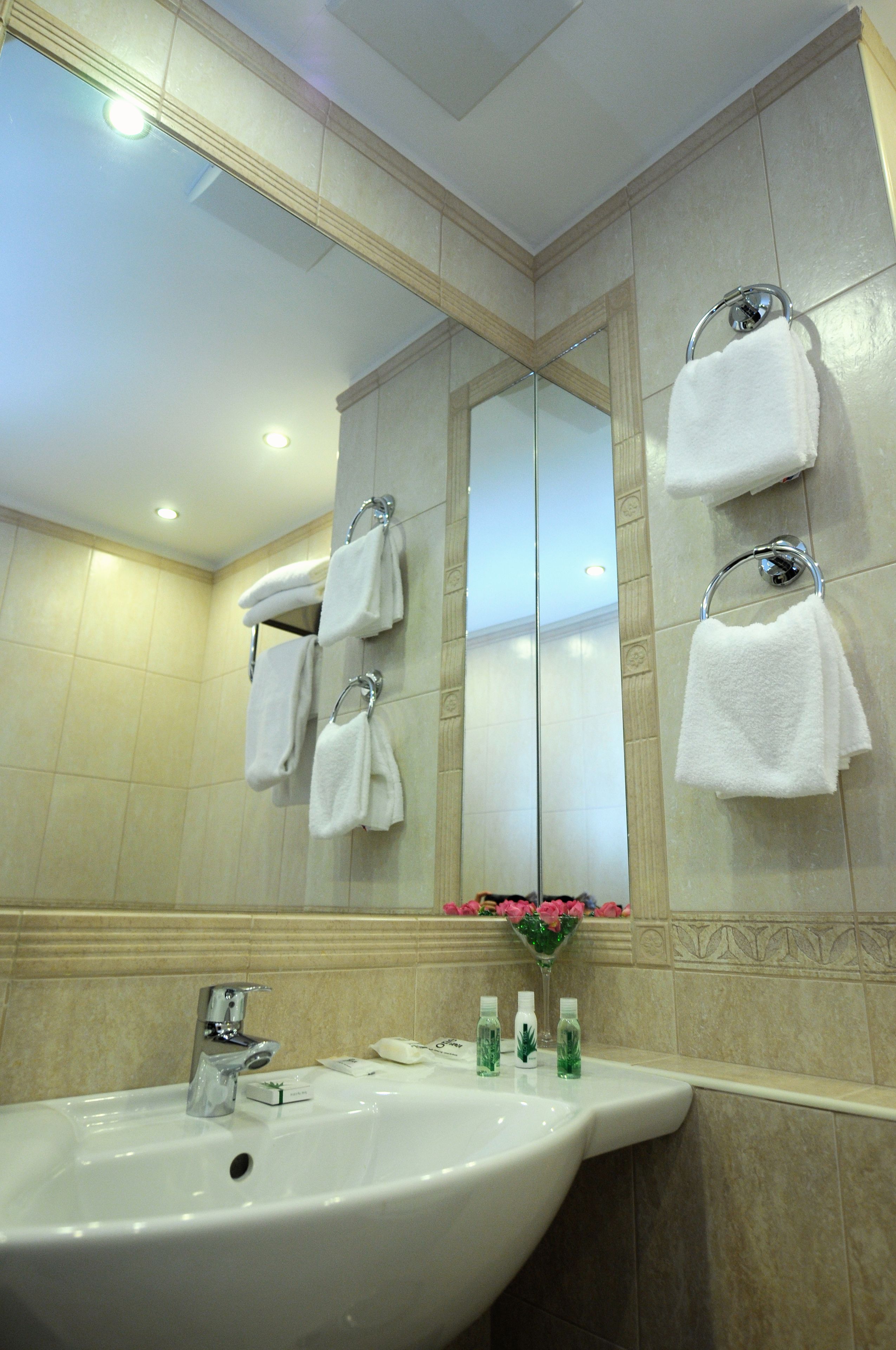 free toiletries, hair dryer, towels