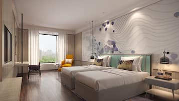 Deluxe Twin Room | Minibar, in-room safe, desk, blackout drapes