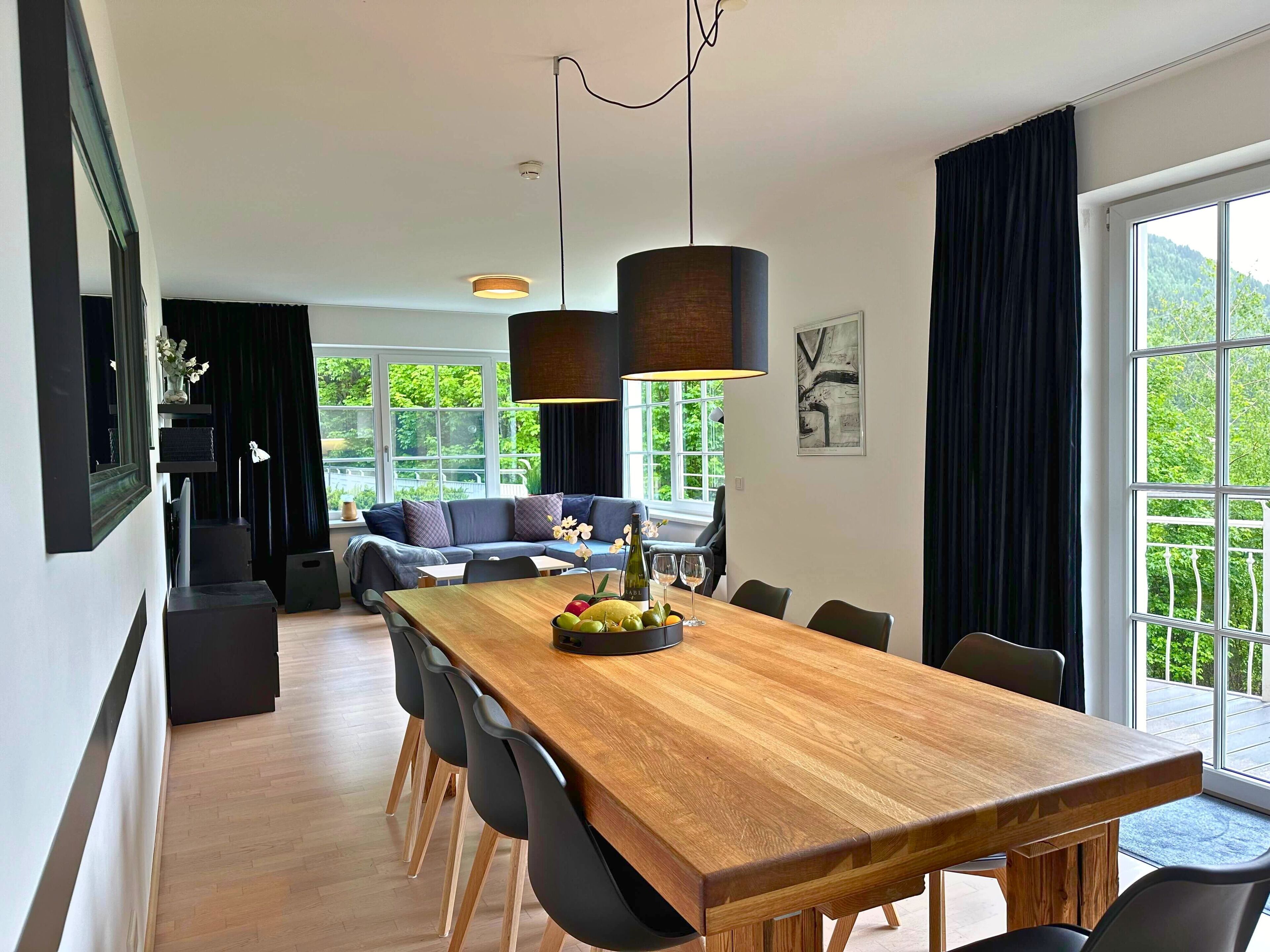 Superior Appartement, Küche, Bergblick | Ruokailu omassa huoneessa