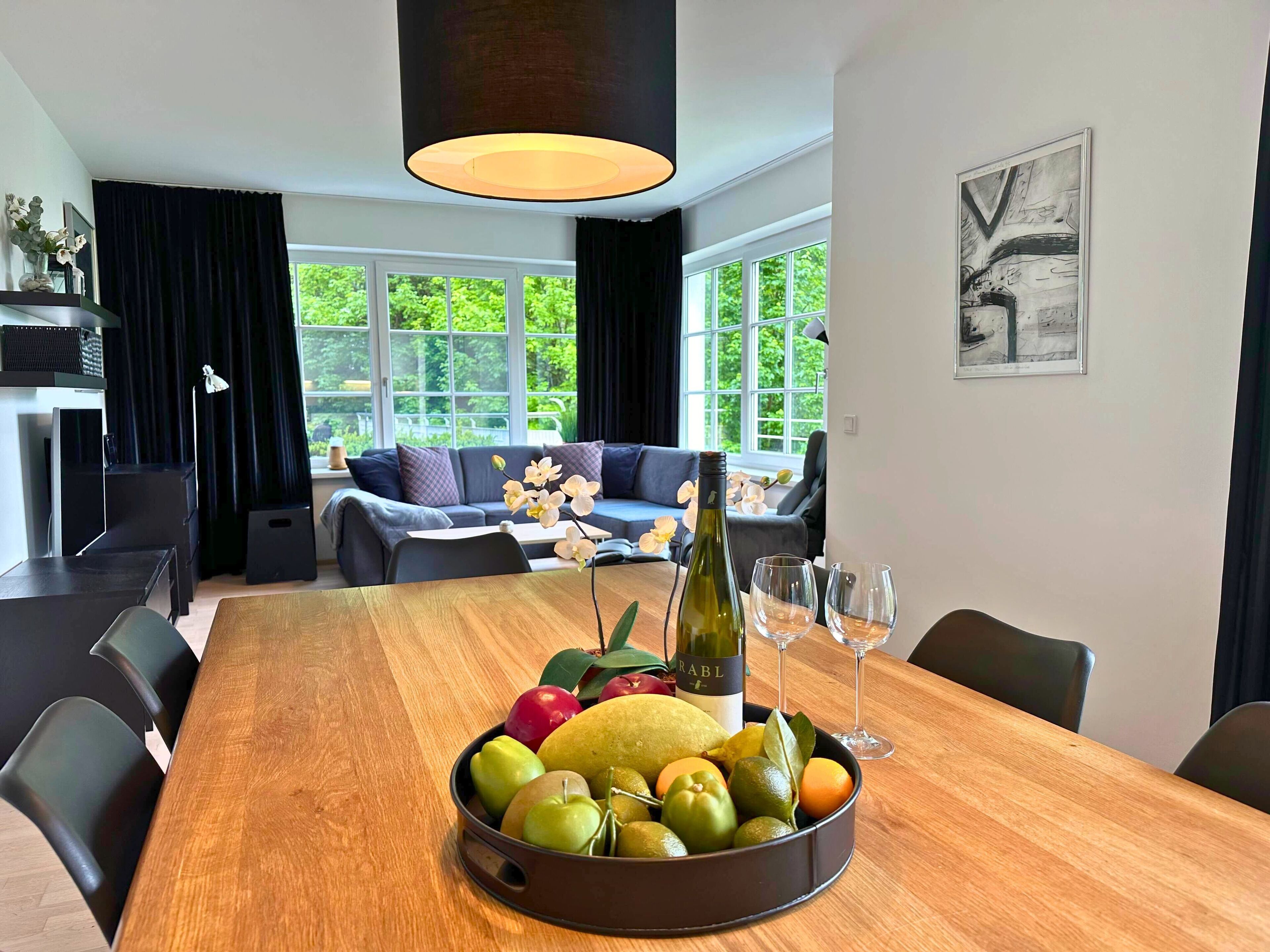 Superior Appartement, Küche, Bergblick | Ruokailu omassa huoneessa