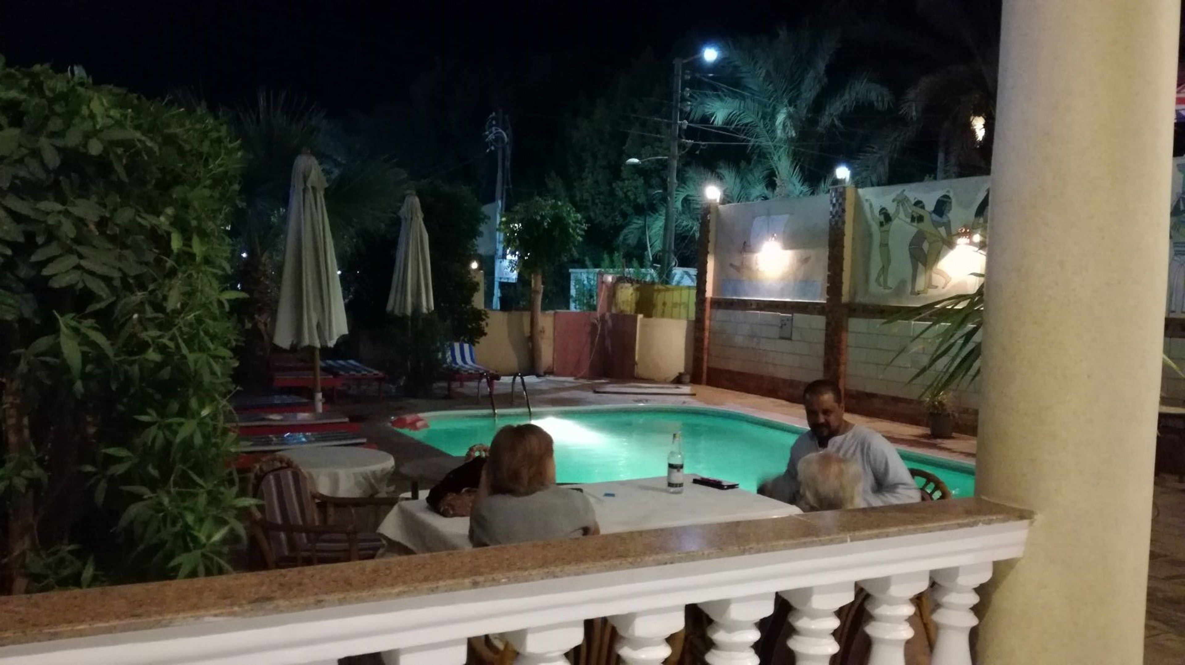 outdoor pool, pool loungers