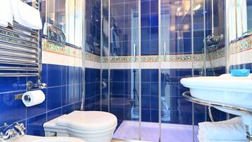 Double Room, Balcony, Sea View | Bathroom | Combined shower/bathtub, rainfall showerhead, free toiletries