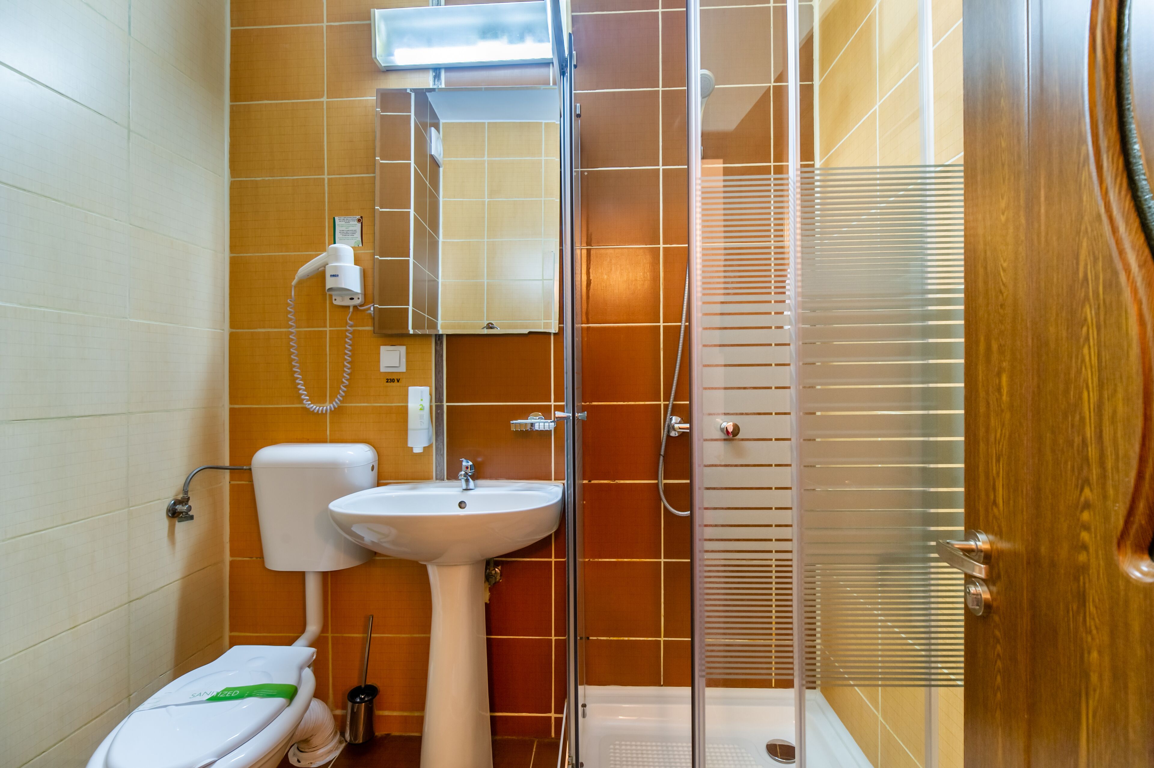 shower, free toiletries, hair dryer, slippers