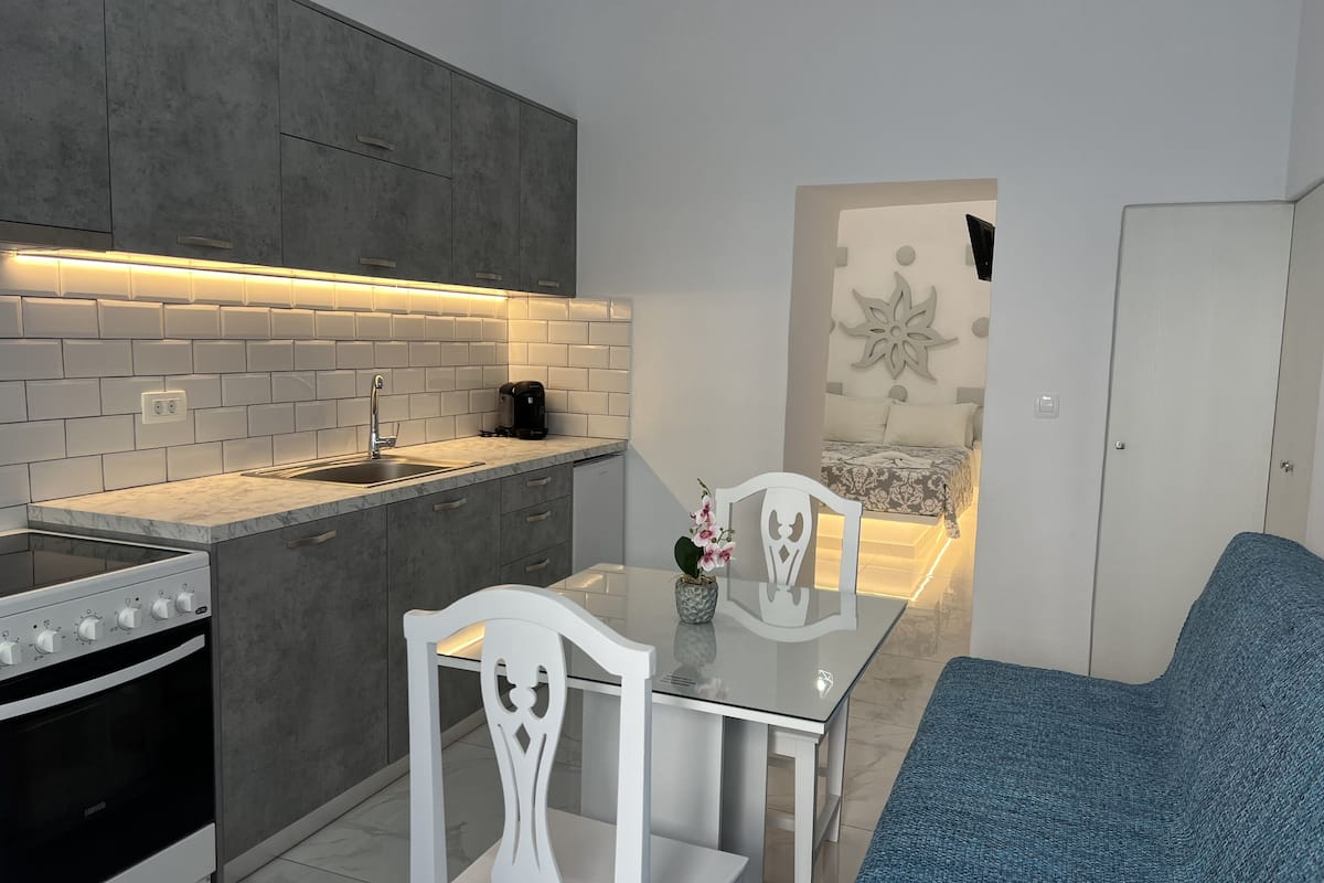 superior double room, balcony, ground floor | private kitchen | fridge, electric kettle