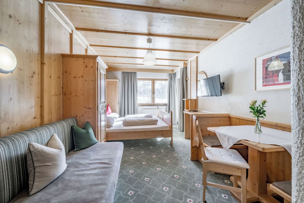 สตูดิโอ (2+1 2 adults + 1 child up to 10 years) | ตู้นิรภัยในห้องพัก, ห้องเก็บเสียง, Wi-Fi ฟรี, ผ้าปูที่นอน