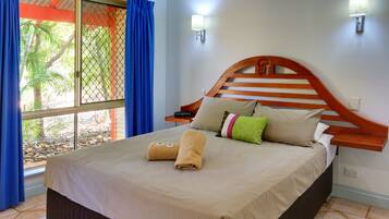 1 bedroom, laptop workspace, blackout curtains, iron/ironing board