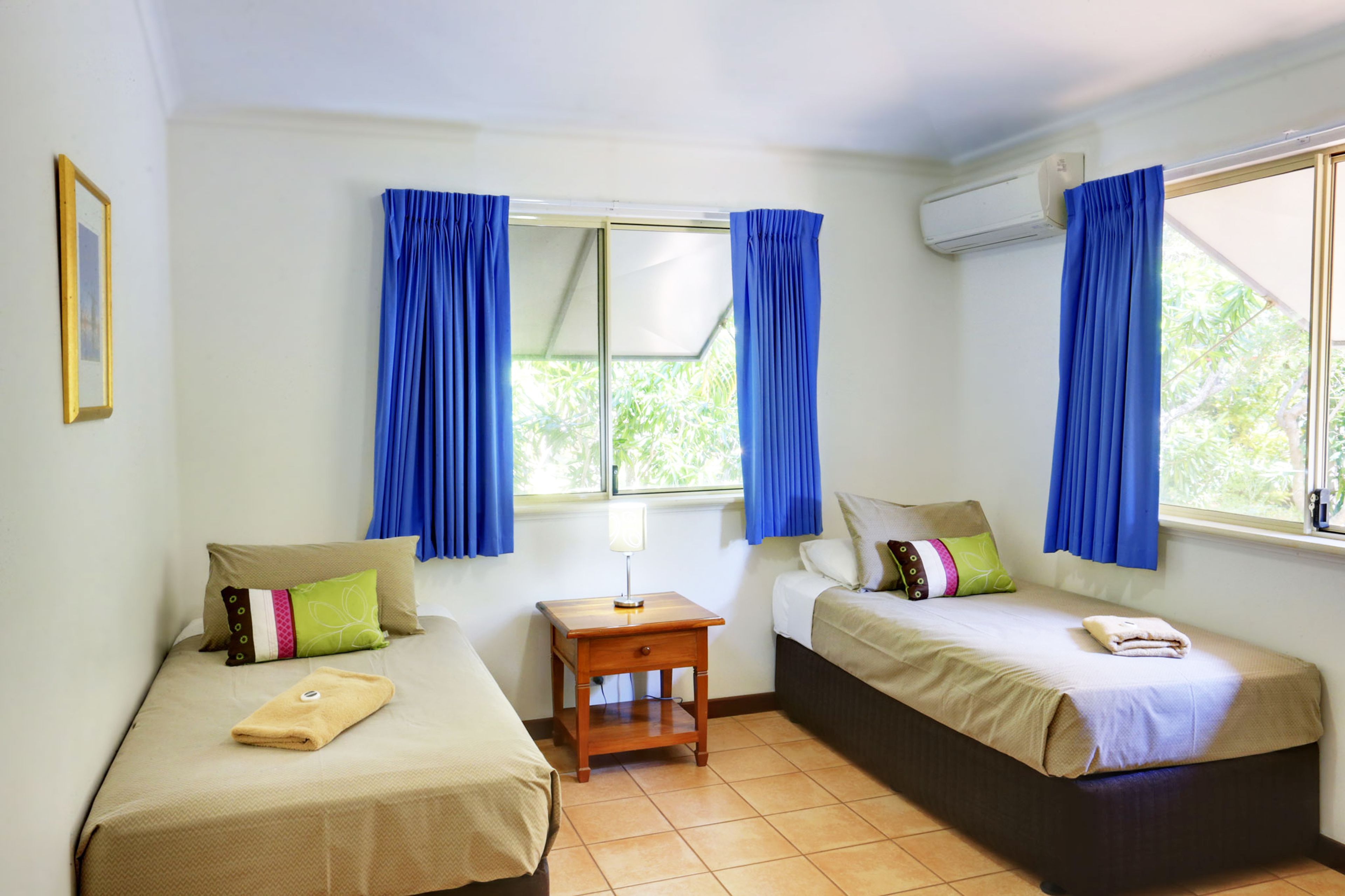 1 bedroom, laptop workspace, blackout drapes, iron/ironing board