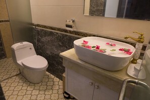 Free toiletries, hair dryer, slippers, towels
