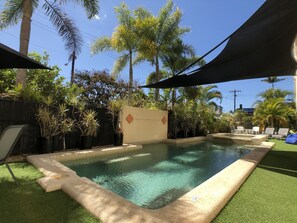Outdoor pool, pool umbrellas