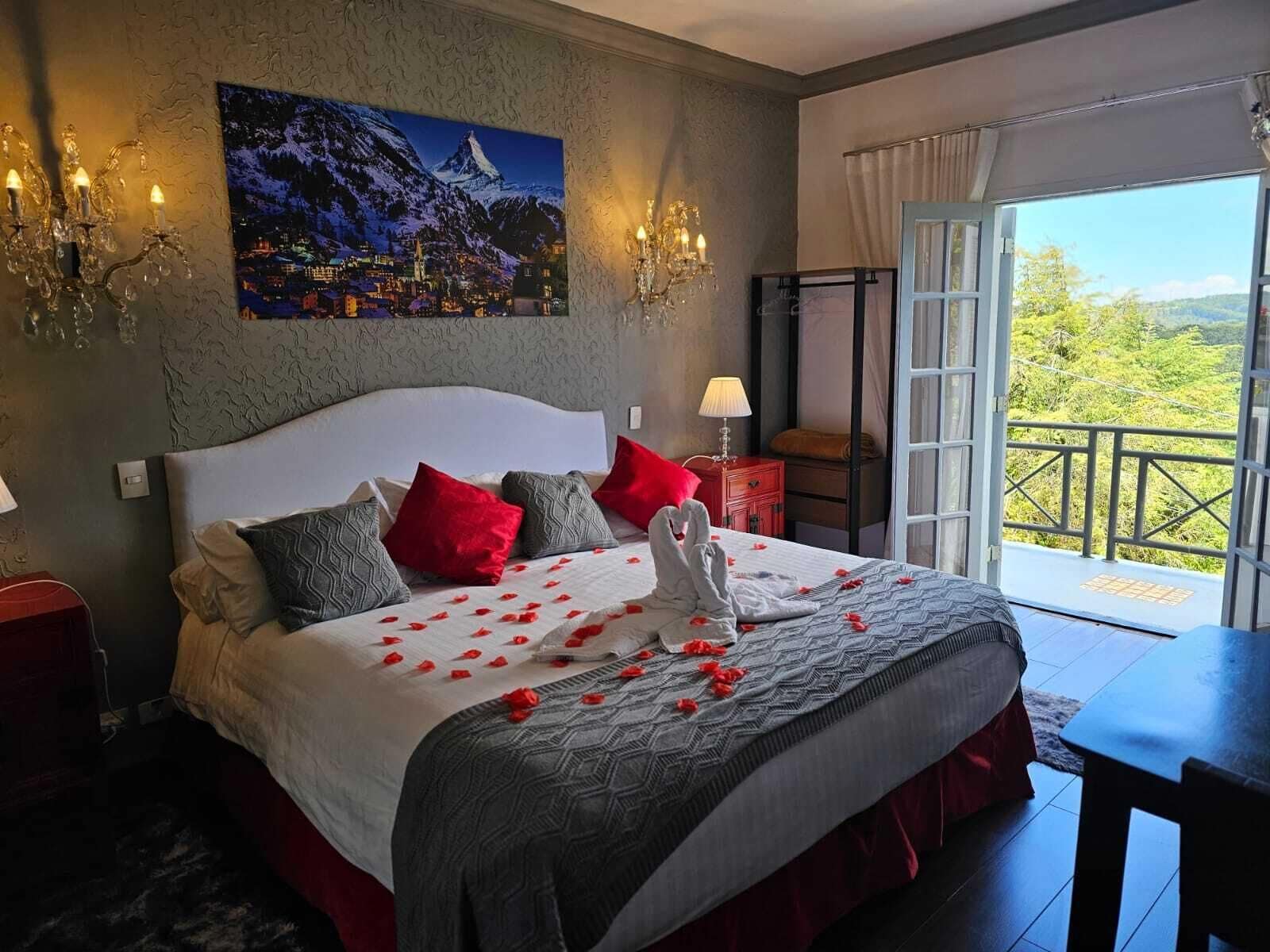 Swiss Master Suite with Fireplace | Egyptian cotton sheets, premium bedding, down comforters, pillowtop beds