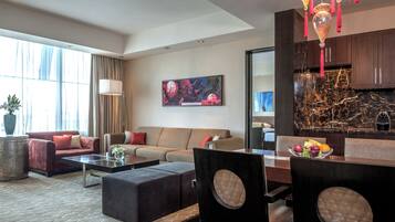 Apartment, 1 Bedroom | Living area | 46-inch LCD TV with satellite channels, TV, iPod dock