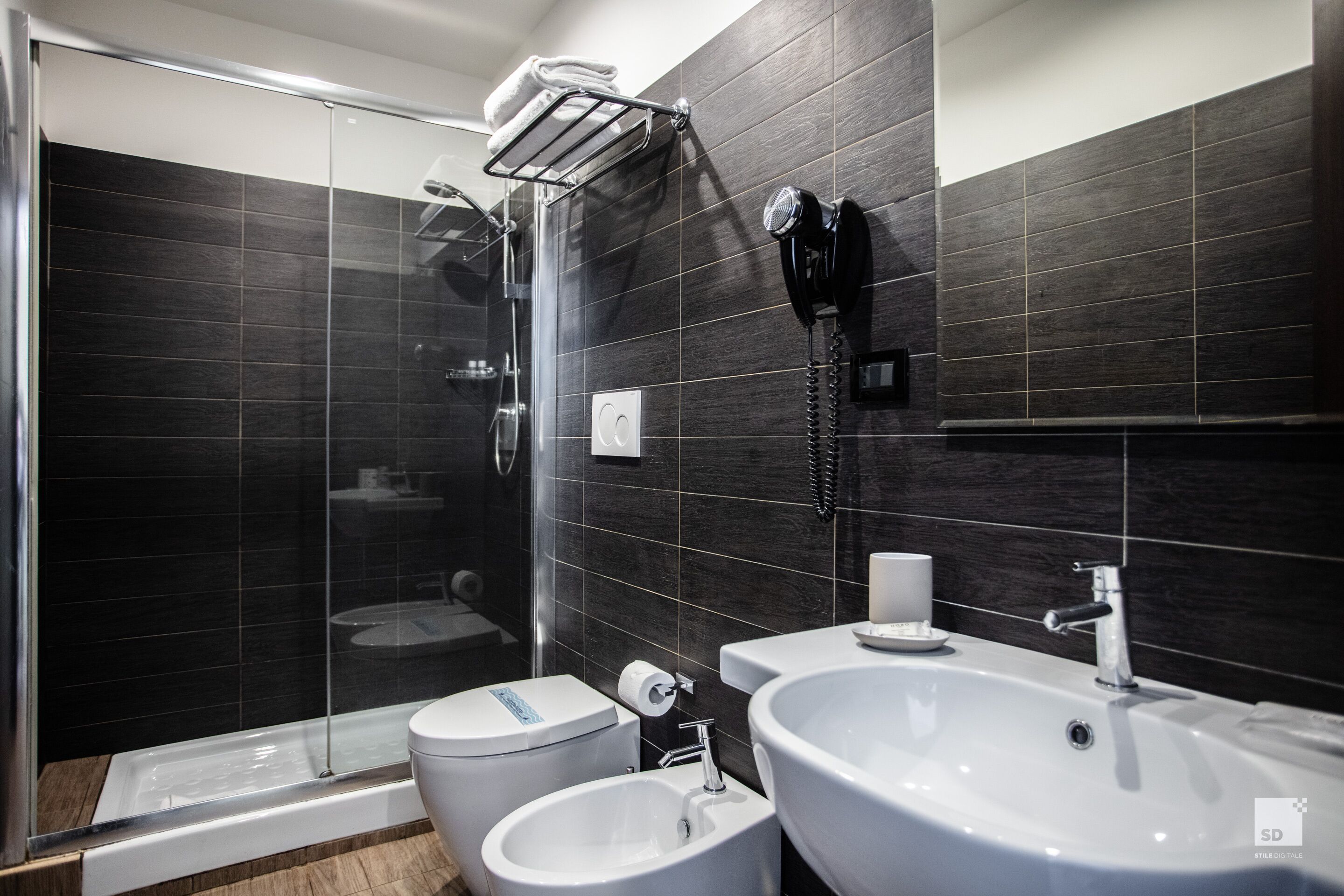 double or twin room | bathroom | shower, free toiletries, hair dryer, slippers