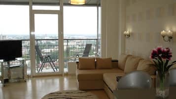 Premium appartement, 1 slaapkamer, keuken | 1 slaapkamer, luxe beddengoed, donsdekens, Select Comfort-bedden