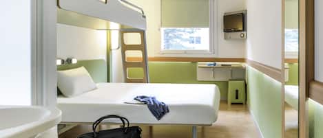 Hypoallergeen beddengoed, een bureau, verduisterende gordijnen