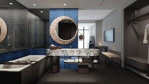 Separate bathtub and shower, rainfall showerhead, free toiletries - voco Suites Shenzhen Huanggang by IHG (Shenzhen)