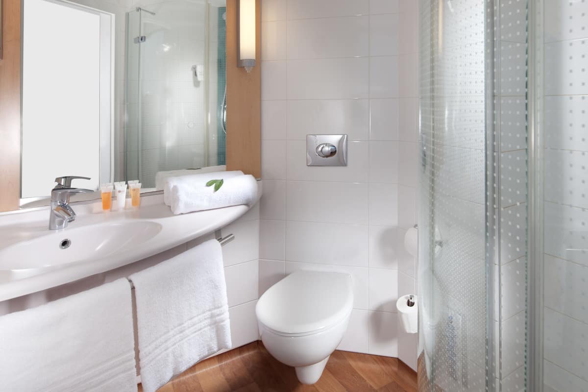 free toiletries, hair dryer, towels