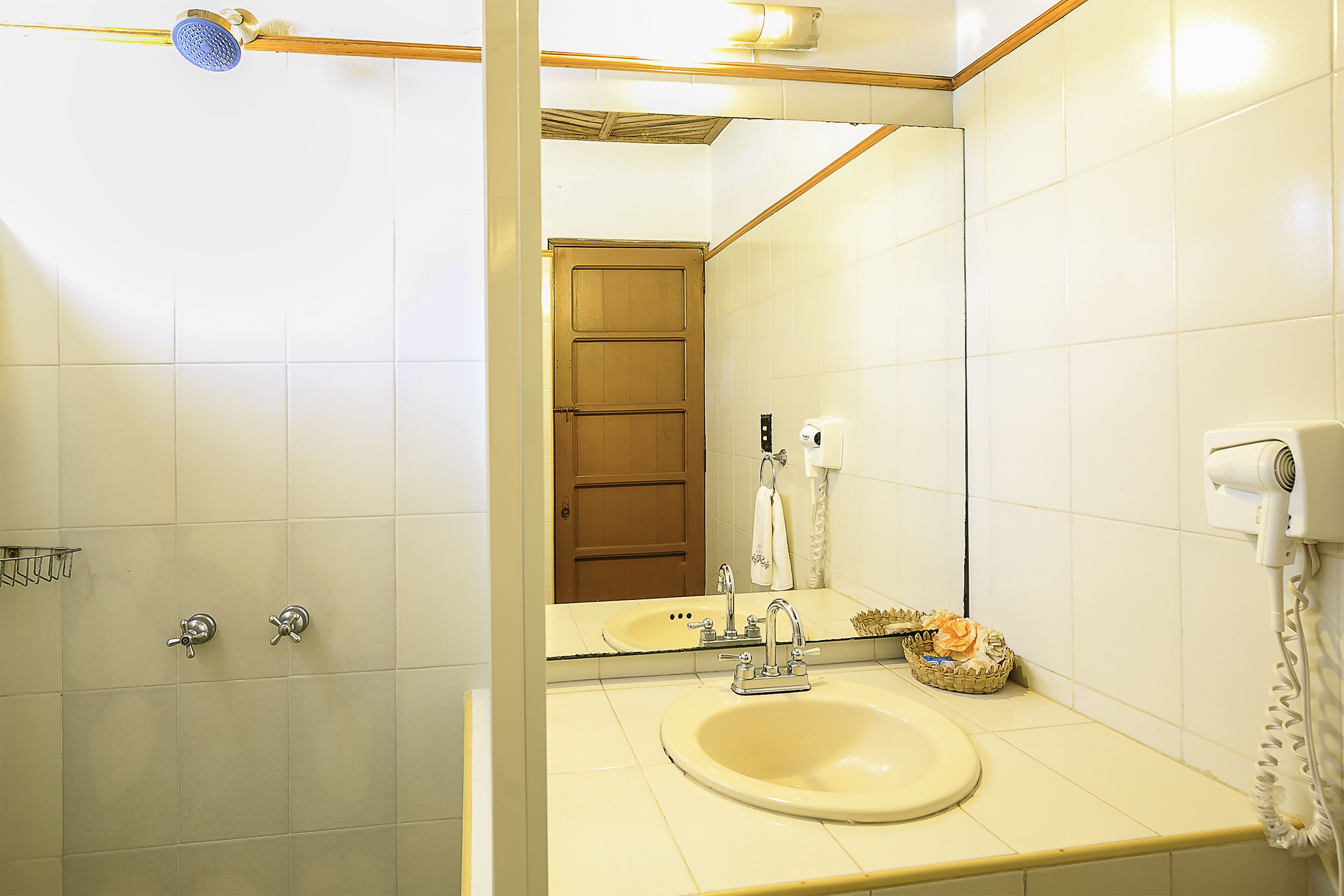 double room, 2 double beds | bathroom | shower, free toiletries, hair dryer, towels