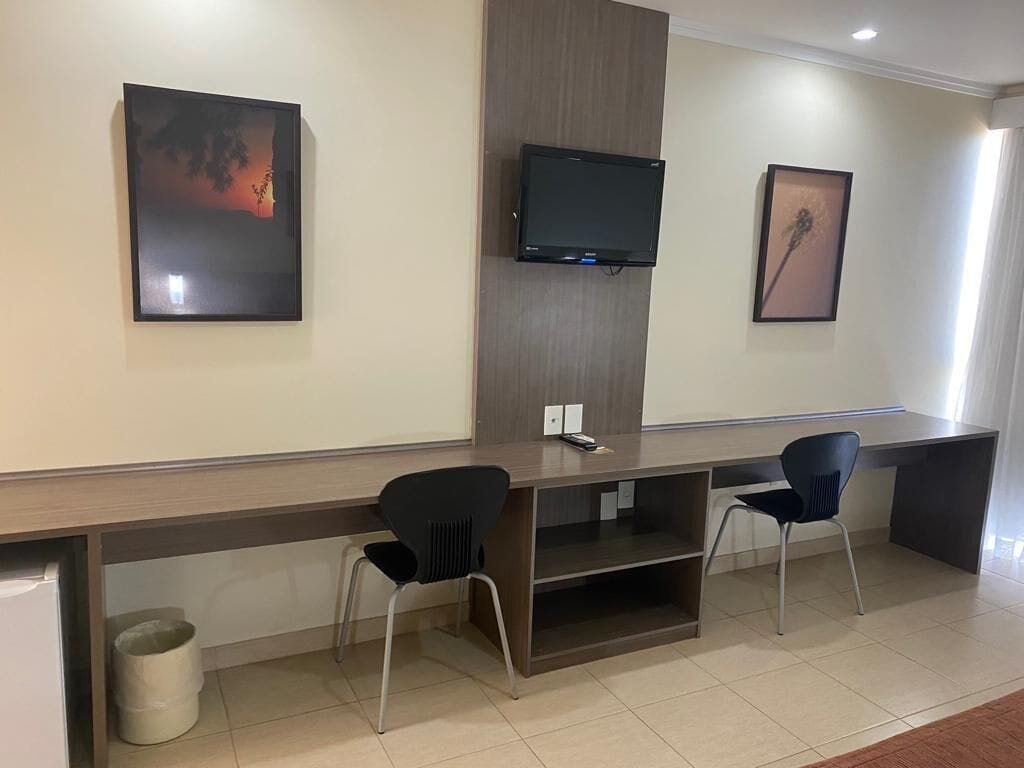 family room | minibar, desk, laptop workspace, blackout curtains