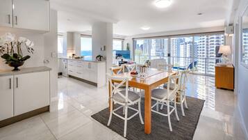 Flat-screen TV, DVD player