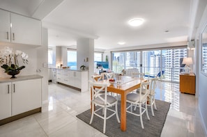 Flat-screen TV, DVD player